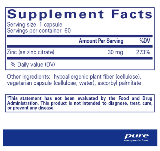 Zinc (citrate) - 60 Capsules