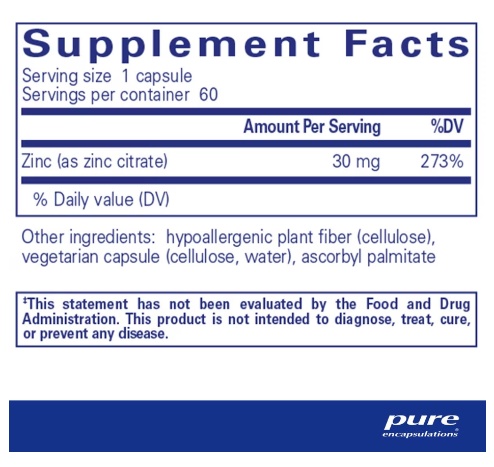Zinc (citrate) - 60 Capsules
