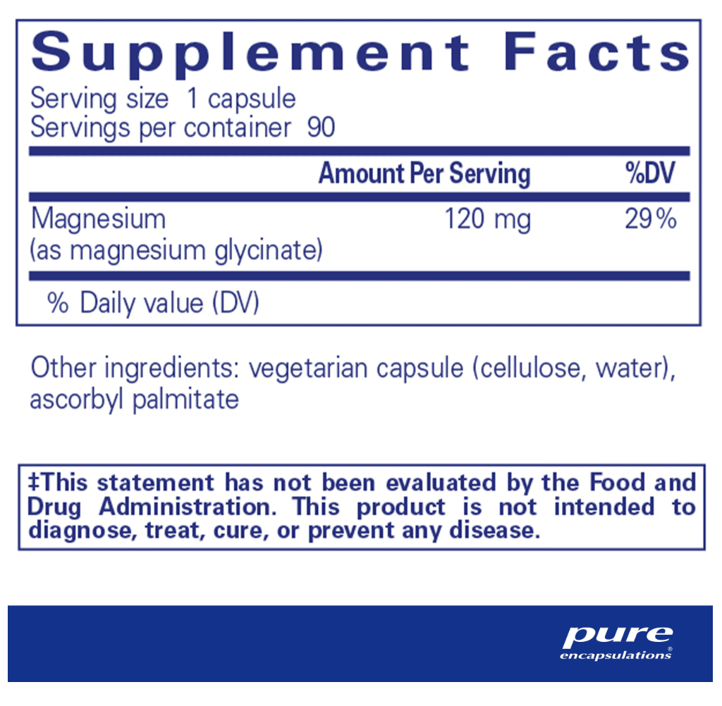 Magnesium (Glycinate) Pure Encapsulations 90 Capsules